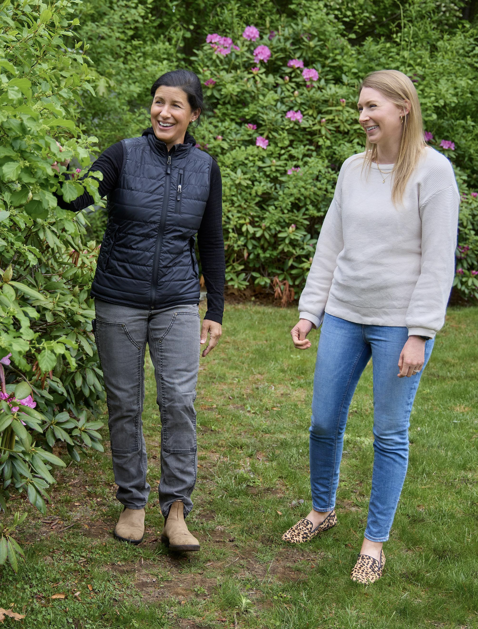 Homeowners in their garden